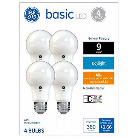 Current 5.5W A19 Shape Daylight Light Color White Bulb, 4PK 240219